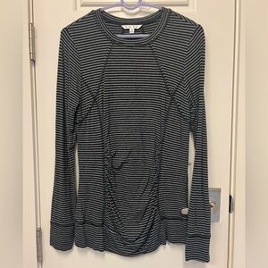 CAbi Black and Gray Striped Blouse